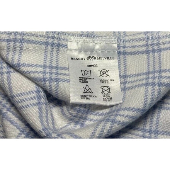 BRANDY MELVILLE Juniors Cute Soft BLUEWHITE PLAID CARA High Rise Mini Skirt - Picture 12 of 15